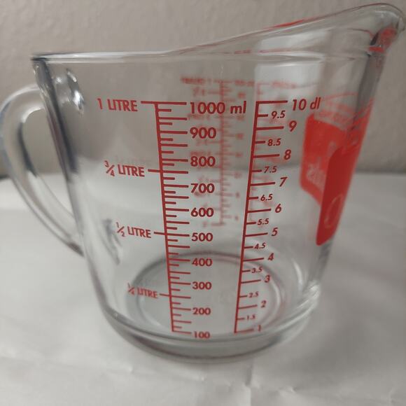 VTG Anchor Hocking Measuring Cup Oven Originals 4 Cup 1 Qt 1L 1000ml 32oz Glass - Picture 4 of 8